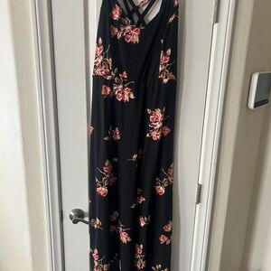 Floral Maxi Dress with Crisscross Back